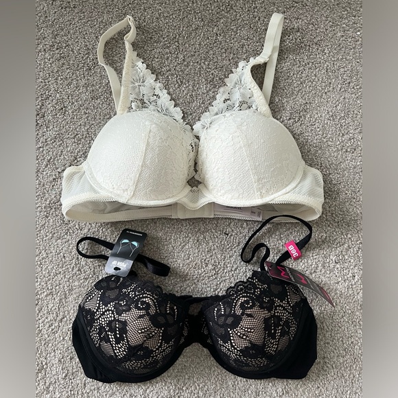 Maidenform & Auden Other - Maidenform Demi Coverage Black Lace bra & Auden Ivory Lace bra ~ Size 36B